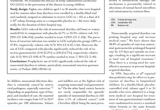 Efficacy of Lactobacillus GG in prevention of nosocomial diarrhea in infants