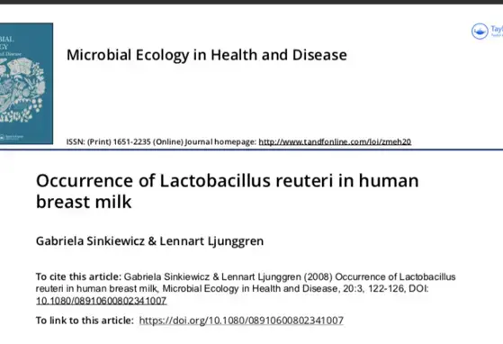 Occurrence of Lactobacillus reuteri in human breast milk